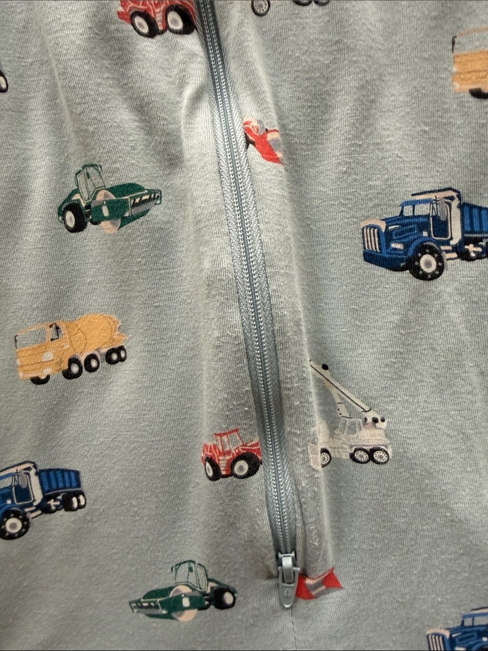Kyte BABY Light Blue Sleeveless Zip Sleep Sack with Work Truck Print - Picture 4 of 5